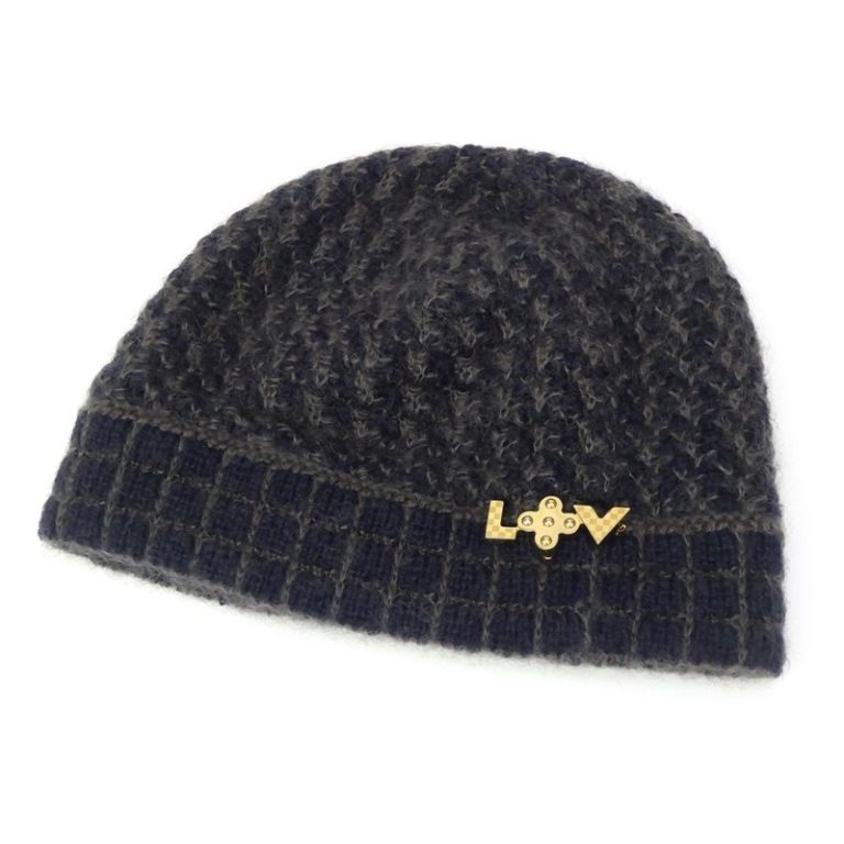 ルイヴィトン ビーニー ルイ・ヴィトン LOUISVUITTON ブローチ付きニット帽 ビーニー