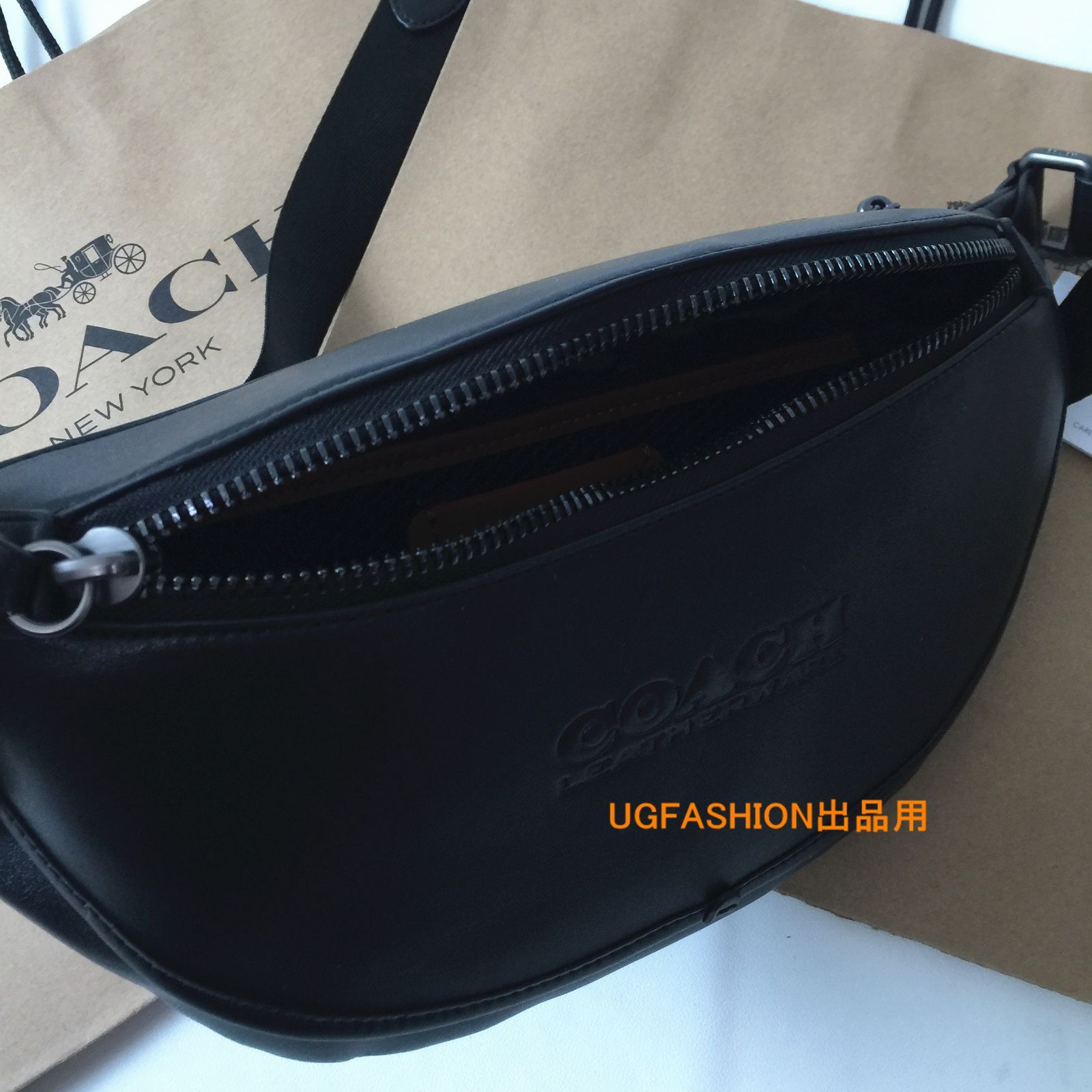 ＜コーチバッグ＞COACH/コーチバッグ C2291 ブラック ボディーバッグ ベルトバッグ ウエストバッグ メンズ　ショルダーバッグ アウトレット品 紙袋付属　新品未使用