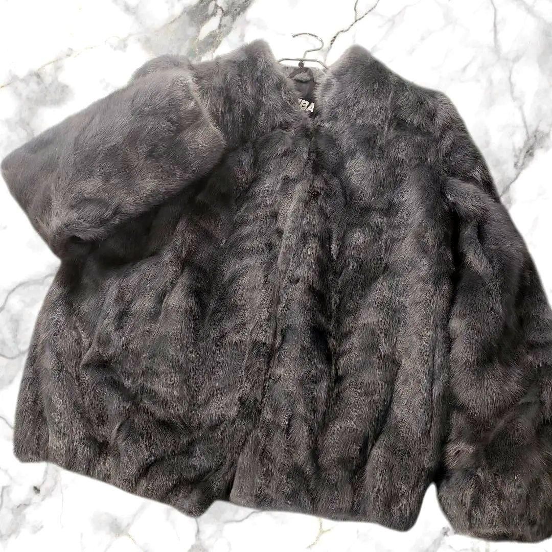 染めミンク MINK サファイア コート EMBA ファー 紫 グレー 本