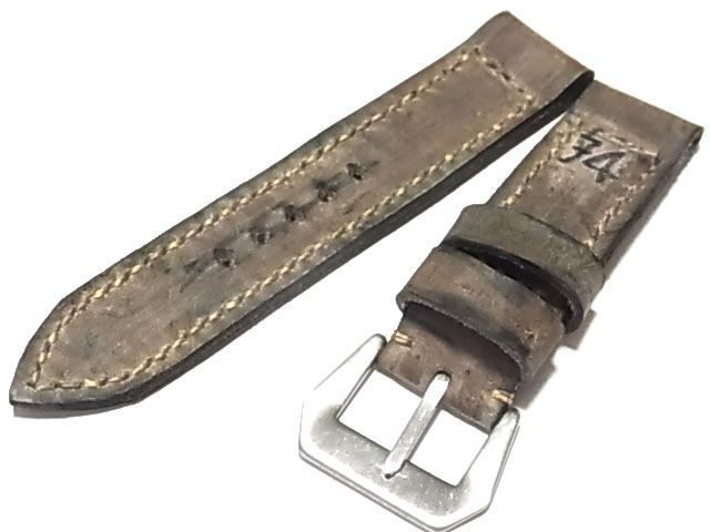 40-50’　イタリア海軍 74ストラップ復刻　PRE-Vバックル　灰茶　(パネライ向 for panerai）　24mm　74-24-G