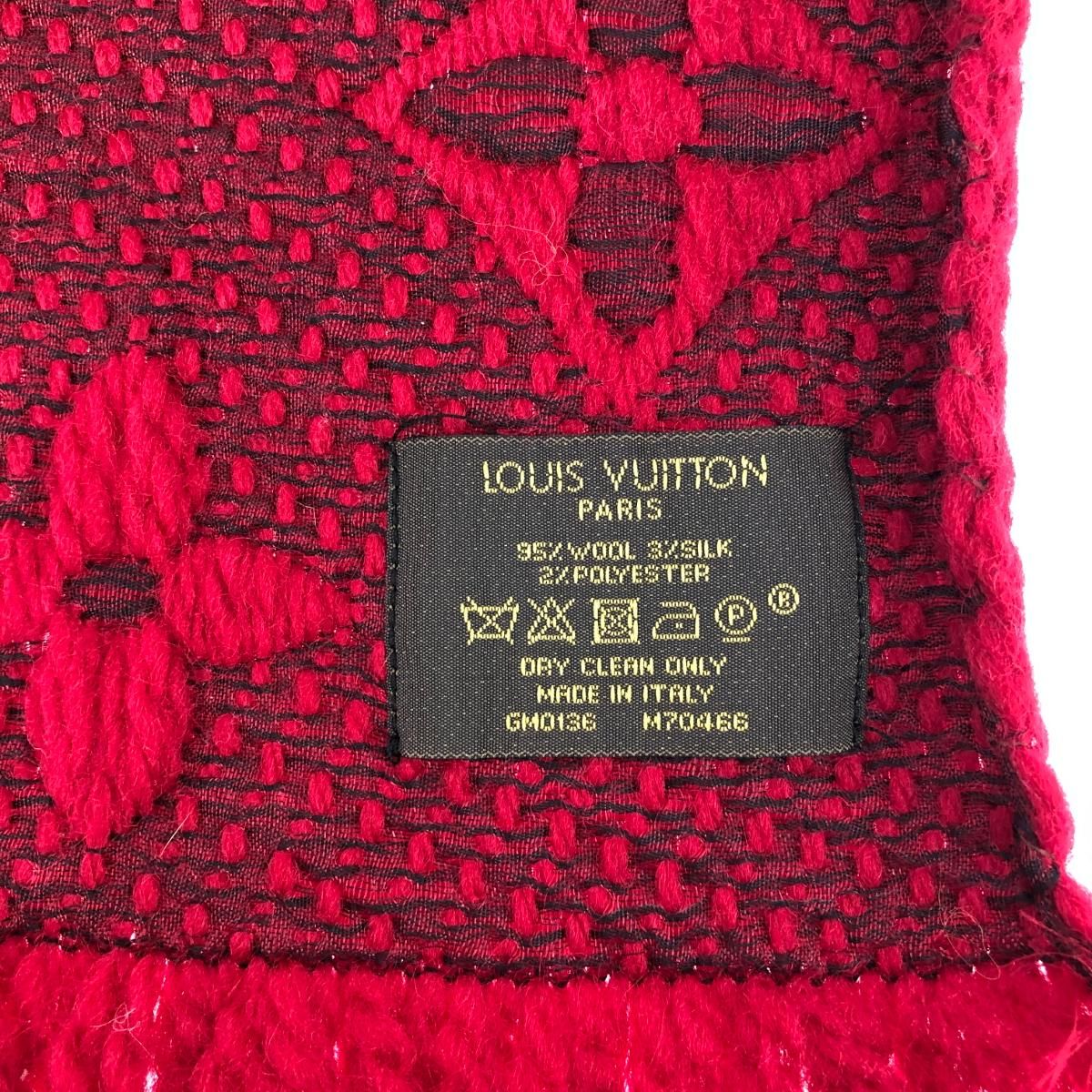 ルイヴィトン エシャルプ ロゴマニア マフラー モノグラム レッド