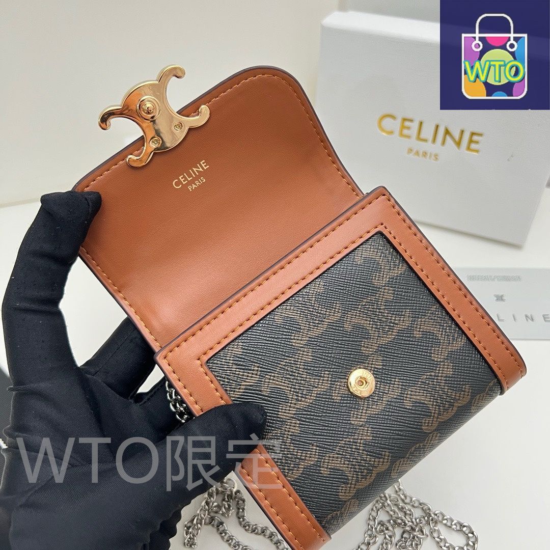 【直営】CELINE チェーンウォレット テキスタイル トリオンフ 本日限定】?Celine トリオンフ チェーンウォレット 10999 ? 高級