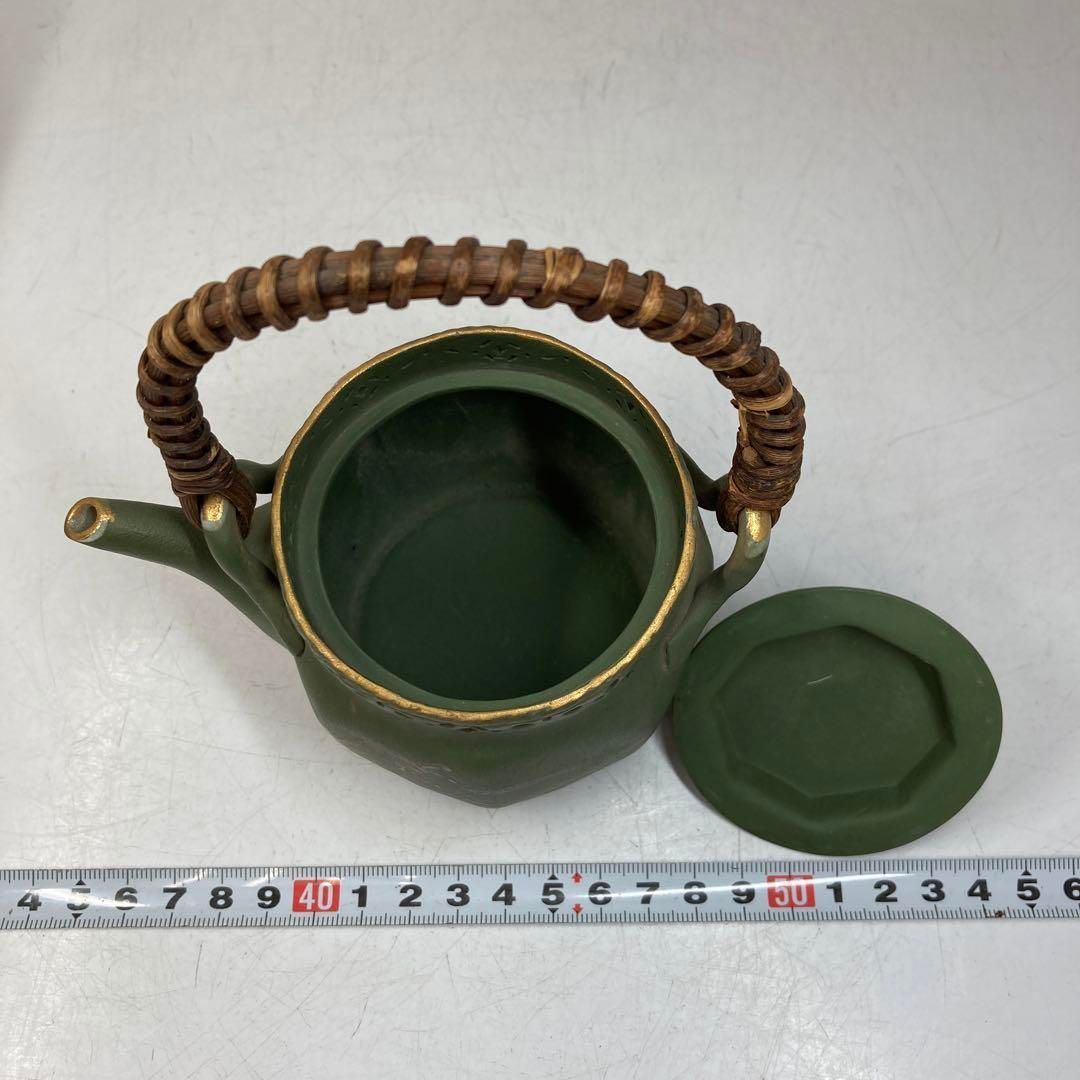 萬古焼　名工　立花造茶瓶　共箱　持ち手込みの高さ14㎝　東Y5-0619② 萬古焼 名工 立花造茶瓶 共箱 持ち手込みの高さ14㎝ 東Y5-0619②