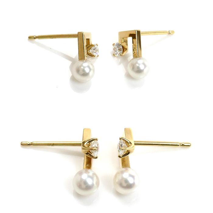 TASAKI タサキ K18YG イエローゴールド プチ バランス ノート ピアス  