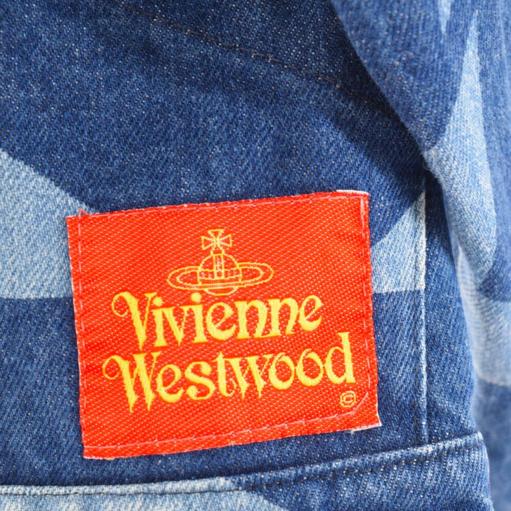 Vivienne Westwood ヴィヴィアンウエストウッド 90s スタープリントデニムジャケット ジップアップジャケット インディゴ/ホワイト