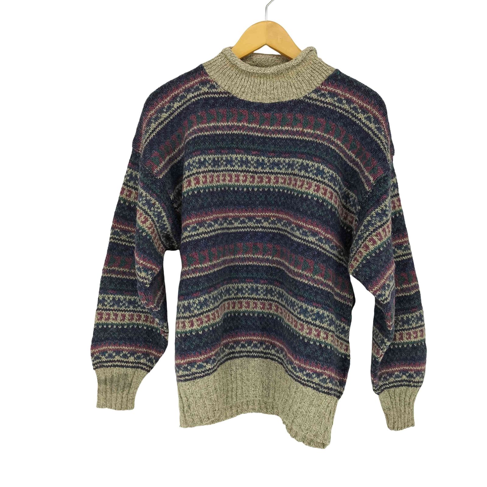 Eddie Bauer - 90’s Eddie Bauer 黒タグ モックネック ウールニットセーター S エディーバウアー Eddie Bauer 80-90s USA製 黒タグ モックネック