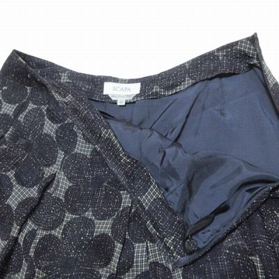 スキャパ SCAPA 大きいサイズ シルク スカート ひざ丈 花がら