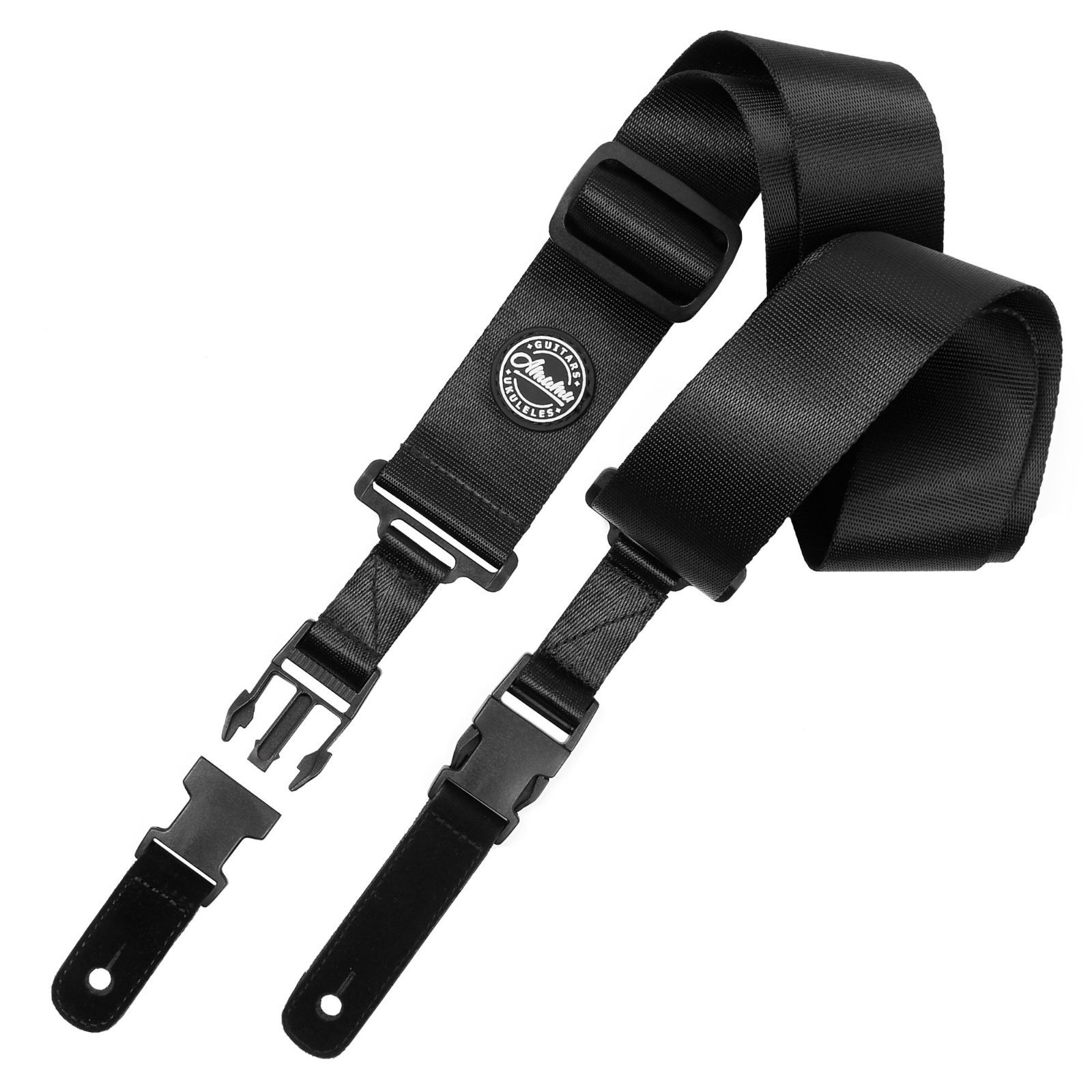 KSOIQPU Lot De 12 Boucles De Sangle De Guitare Noires - Système De Verrouillage Sécurité Pour Guitare Électrique, Acoustique, Basse Et Ukulélé