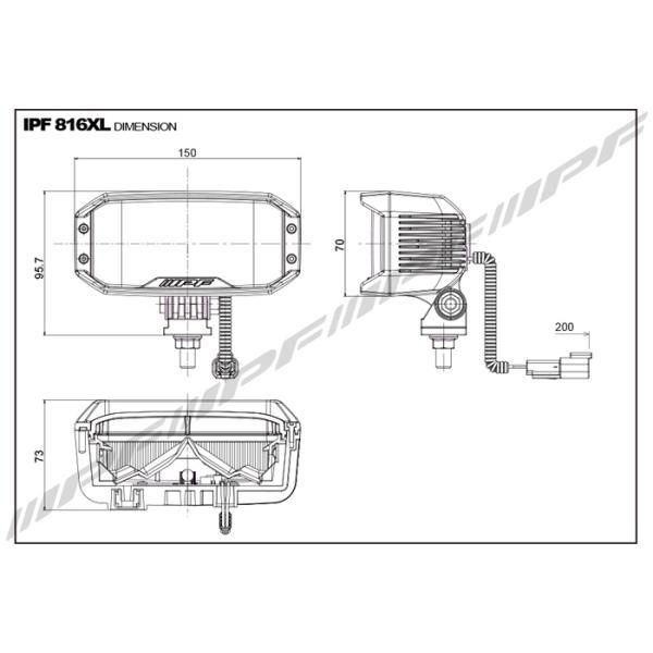 IPF バックランプ 作業灯 ワークライト LED 12V 24V 共通 816XLFM バンパー埋め込みタイプ 1200lm 6000K E1E1