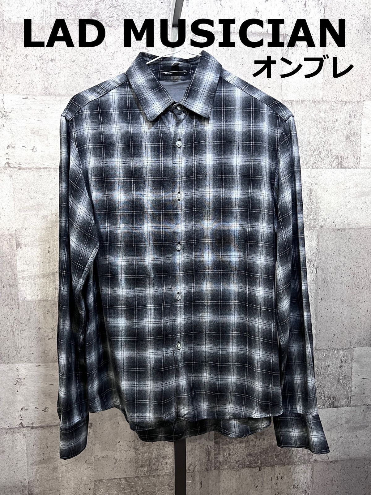 LAD MUSICIAN レーヨン チェックロングガウン ラッドミュージシャン 美品 ラッドミュージシャン オンブレチェック 長袖 レーヨン
