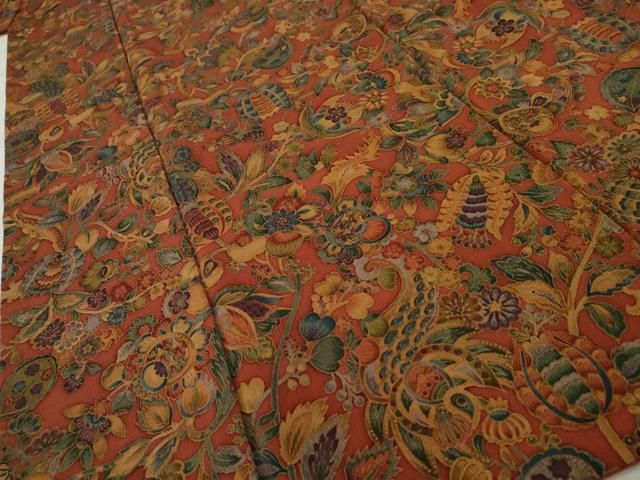 平和屋着物●上質な小紋　更紗花文　鬼しぼ縮緬　正絹　逸品　未使用　AABE1965fy 平和屋着物□上質な小紋 更紗花文 鬼しぼ縮緬 小田急百貨店扱い