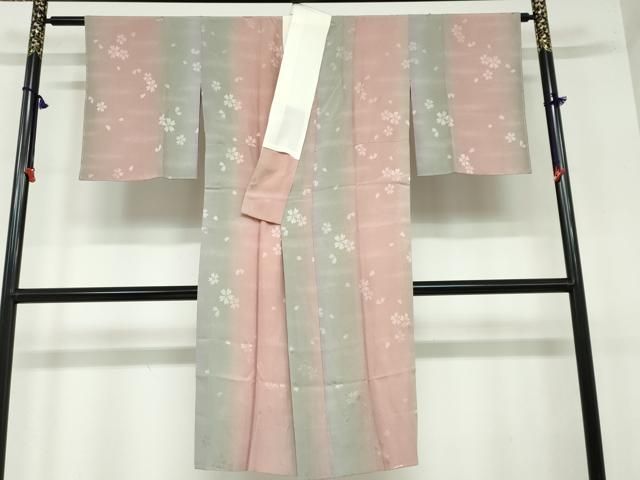 平和屋着物●長襦袢 無双仕立て 舞桜地紋 暈し染め やまと誂製 正絹 DAAW5624ud