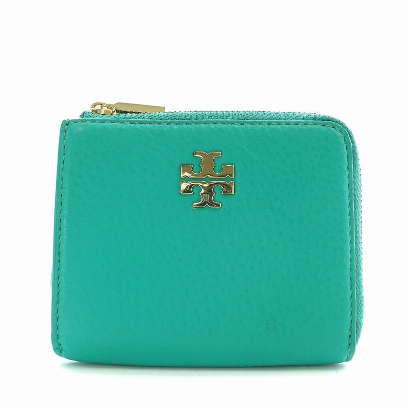 トリーバーチ グリーン レディース 小銭入れ コインケース ゴールド金具 美品 トリーバーチ TORY BURCH 小銭入れ コインケース レザー L字