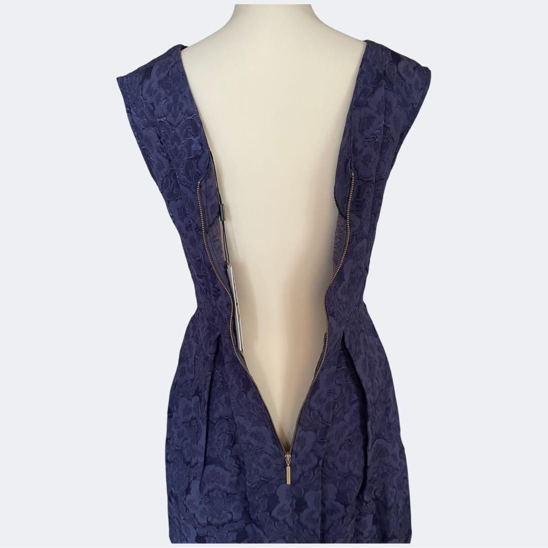 ◆Closetクローゼット ジャガード紫ネイビーフ ワンピース ML NICORILABO_COM