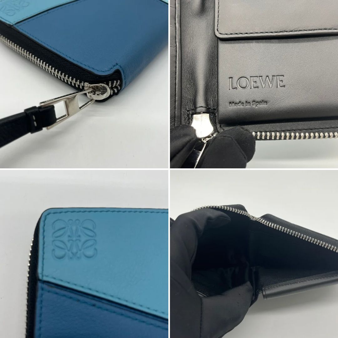 未使用に近い】LOEWE ロエベ パズルスクエアジップウォレット ブルー 青 コインケース 財布 カードケース ラウンドファスナー - メルカリ