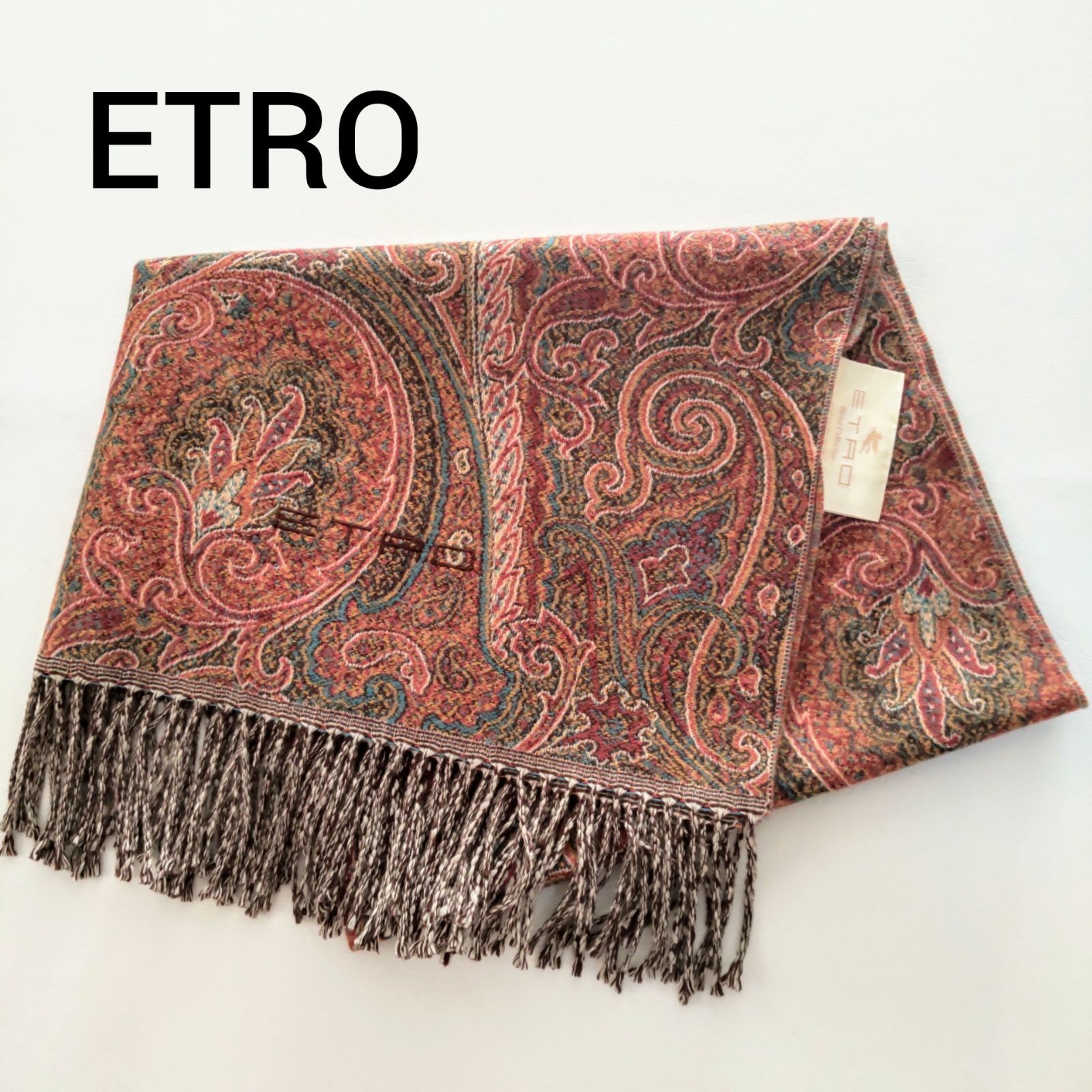 ETRO エトロ ショール ひざ掛け オレンジ系 - 4