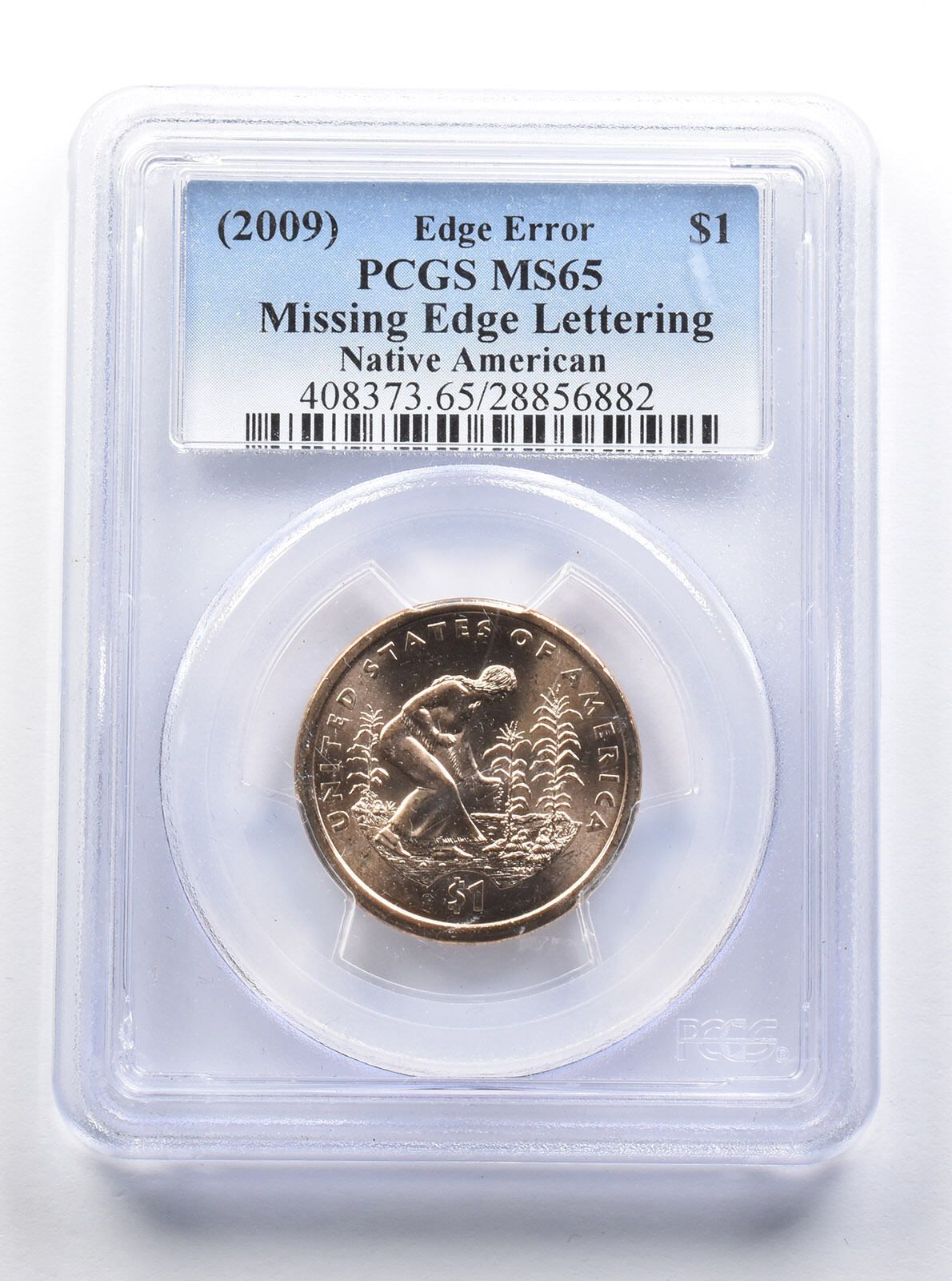 MS65 2009 ネイティブアメリカンドル エッジエラー エッジの文字欠落 PCGS
