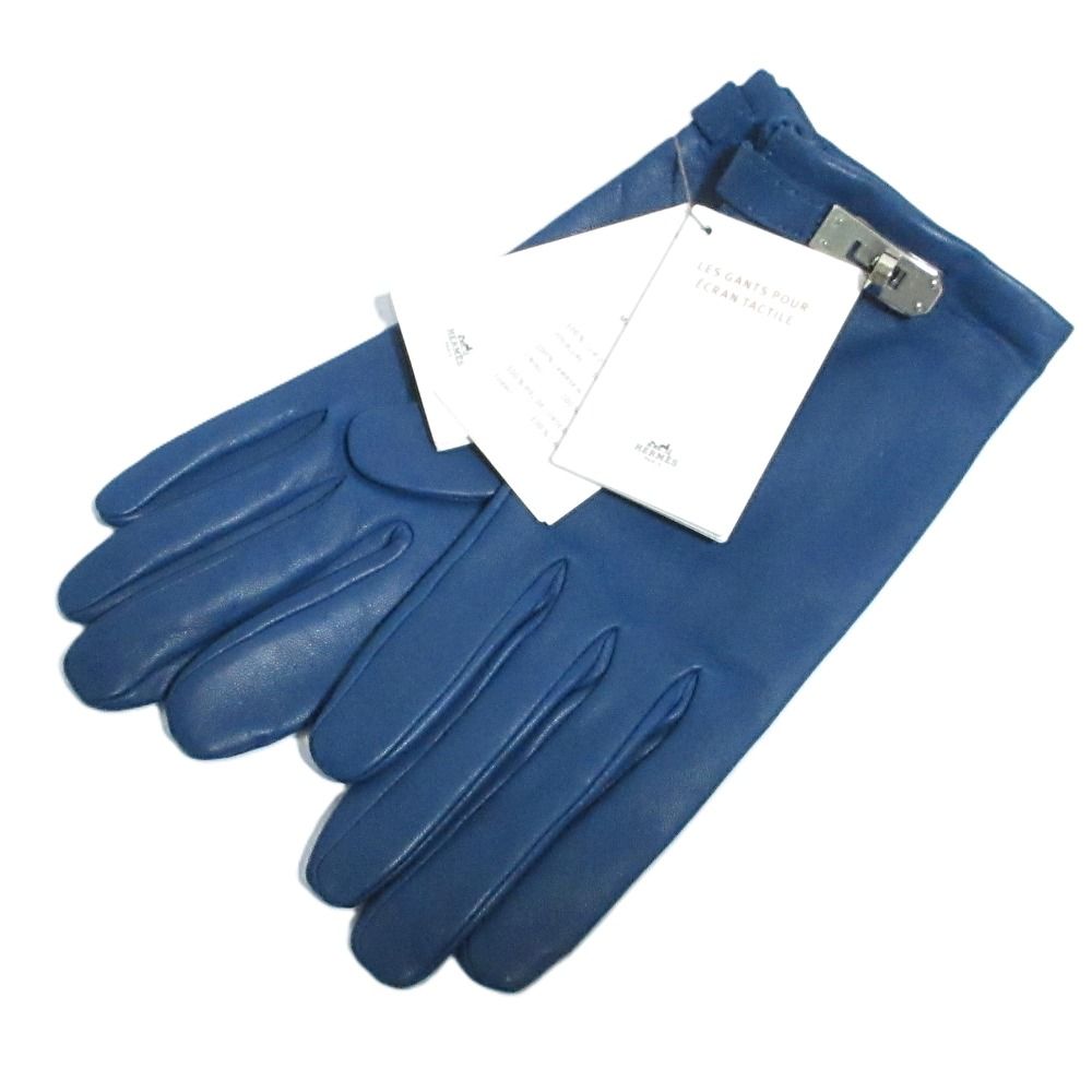HERMES エルメス レザーグローブ Hモチーフ 手袋 ネイビー 美品 HERMES エルメスレザー手袋グローブ新品未使用ケリー
