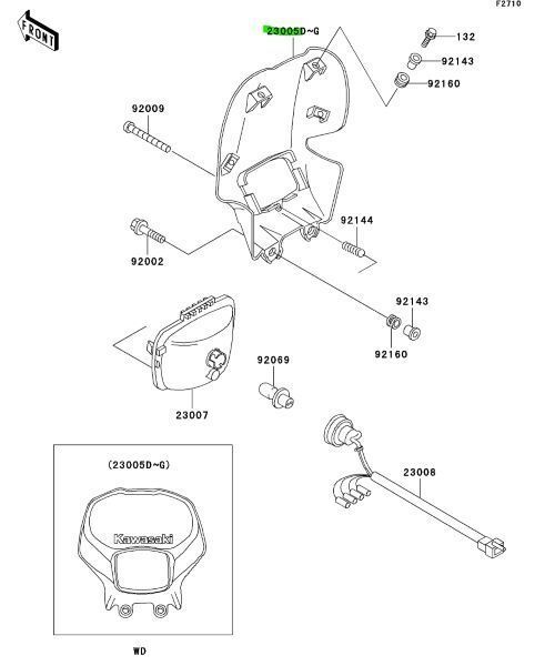 カワサキ KDX220R KDX220SRKDX220R KDX220SRボデイコンプ ヘツドランプ グリ-ン Body Comp Head Lamp 23005-5032-6W KAWAS