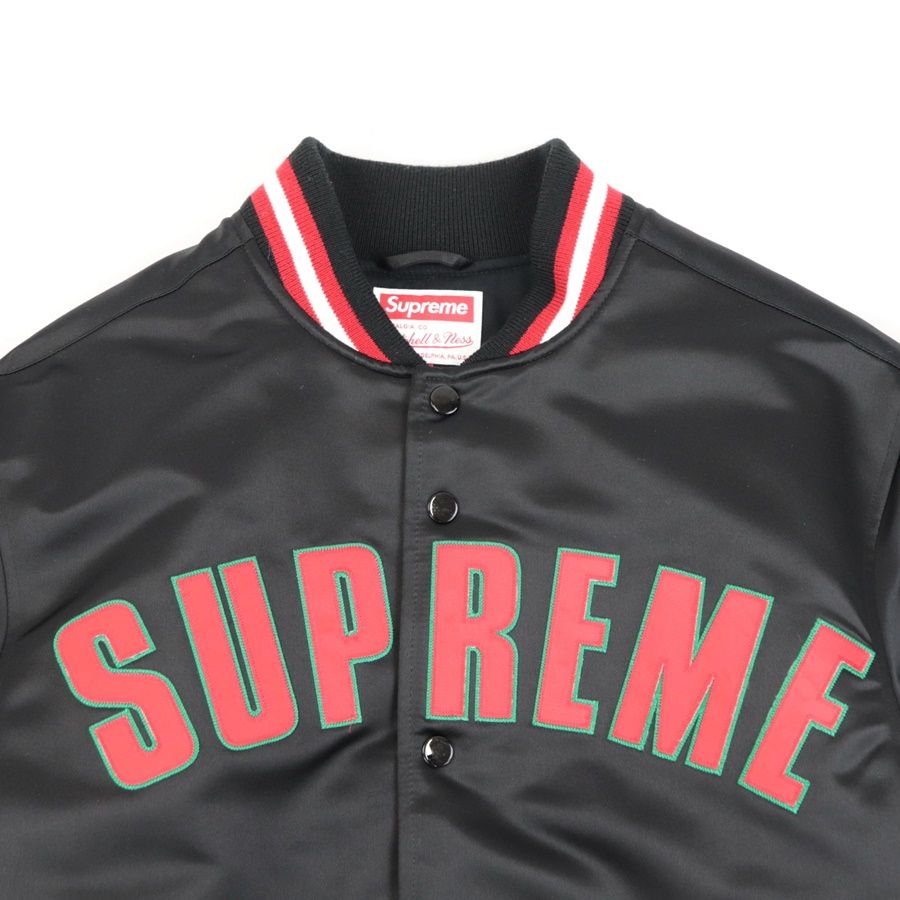 美品 シュプリーム × Mitchell & Ness 21SS Satin Varsity Jacket バー