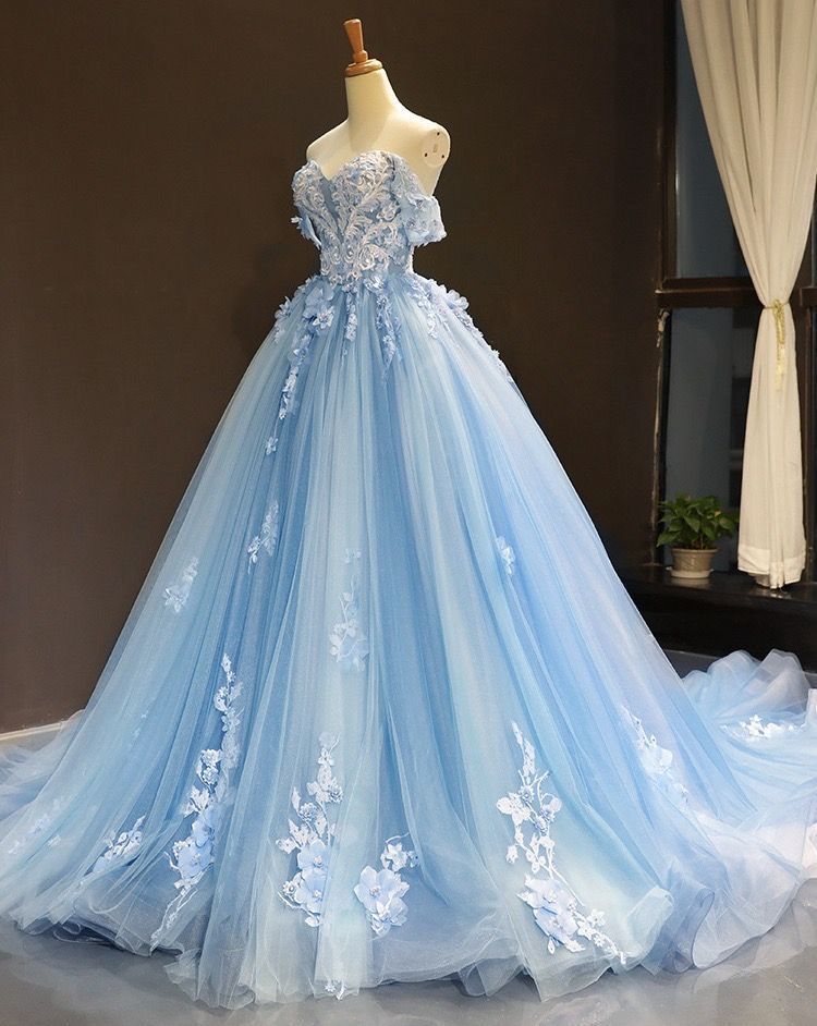 2025 カラードレス プリンセスライン ライトブルー 青 オフ