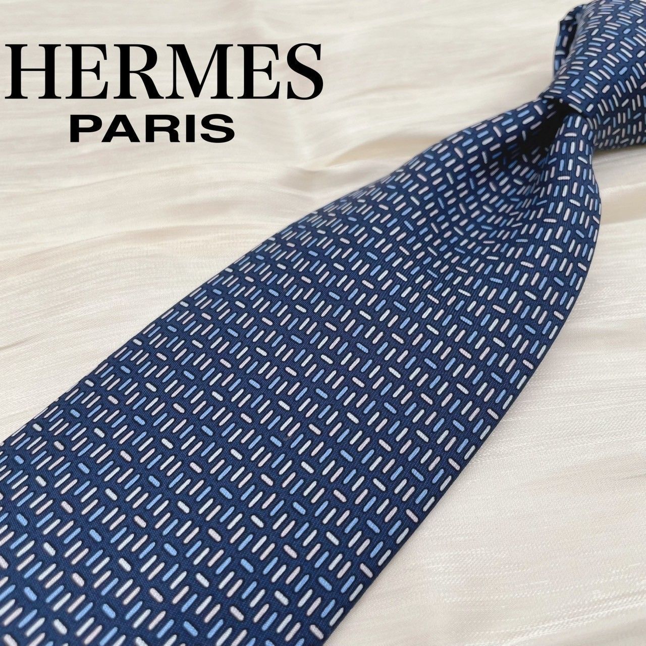 エルメス ネクタイ シルク ジャガード 刺繍 チェック パターン 極美品 エルメス ネクタイ シルク ジャガード 刺繍 チェック パターン 極美品