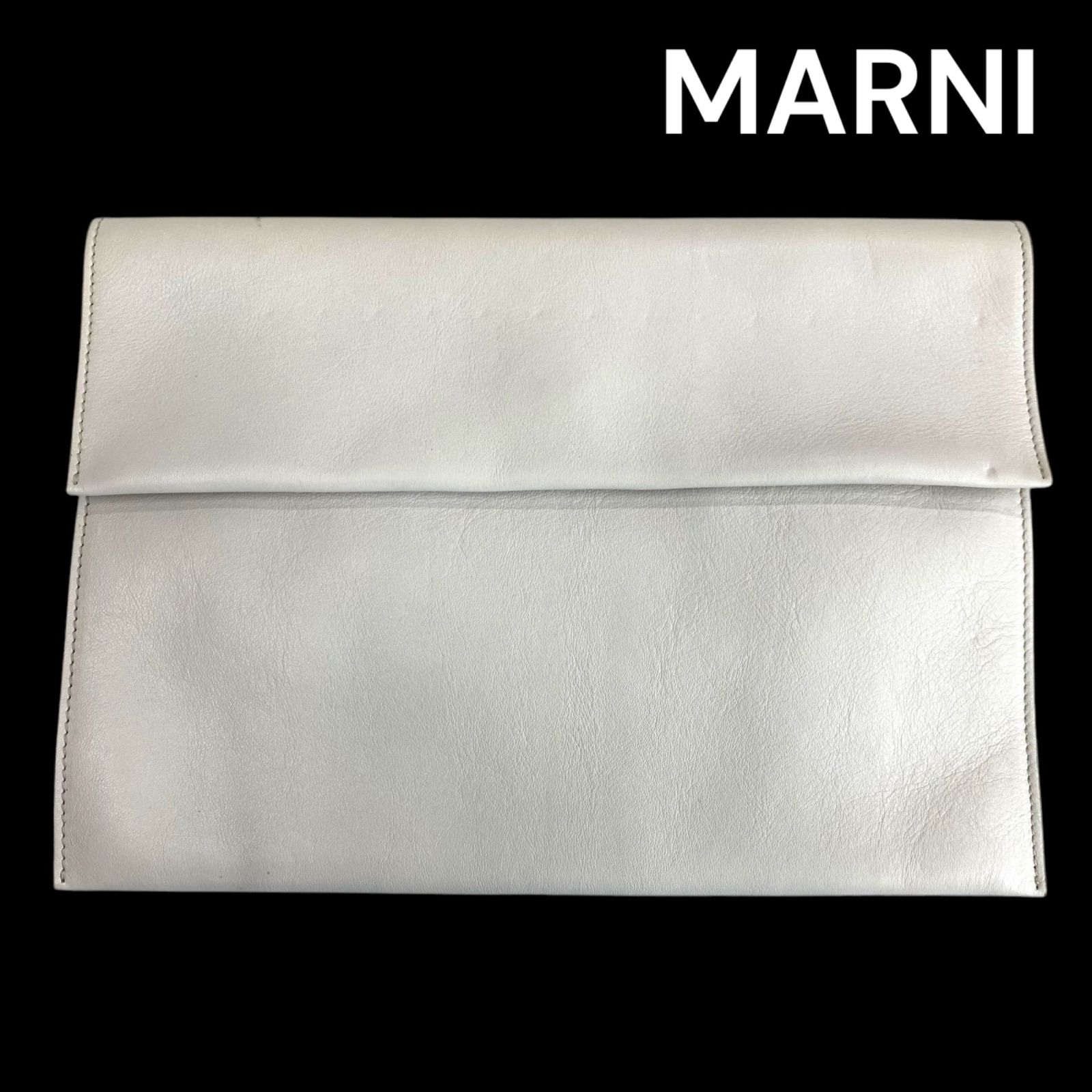 マルニ MARNI クラッチバッグ セカンドバッグ バッグ カバン レザー 本革 ホワイト レディース 5D381