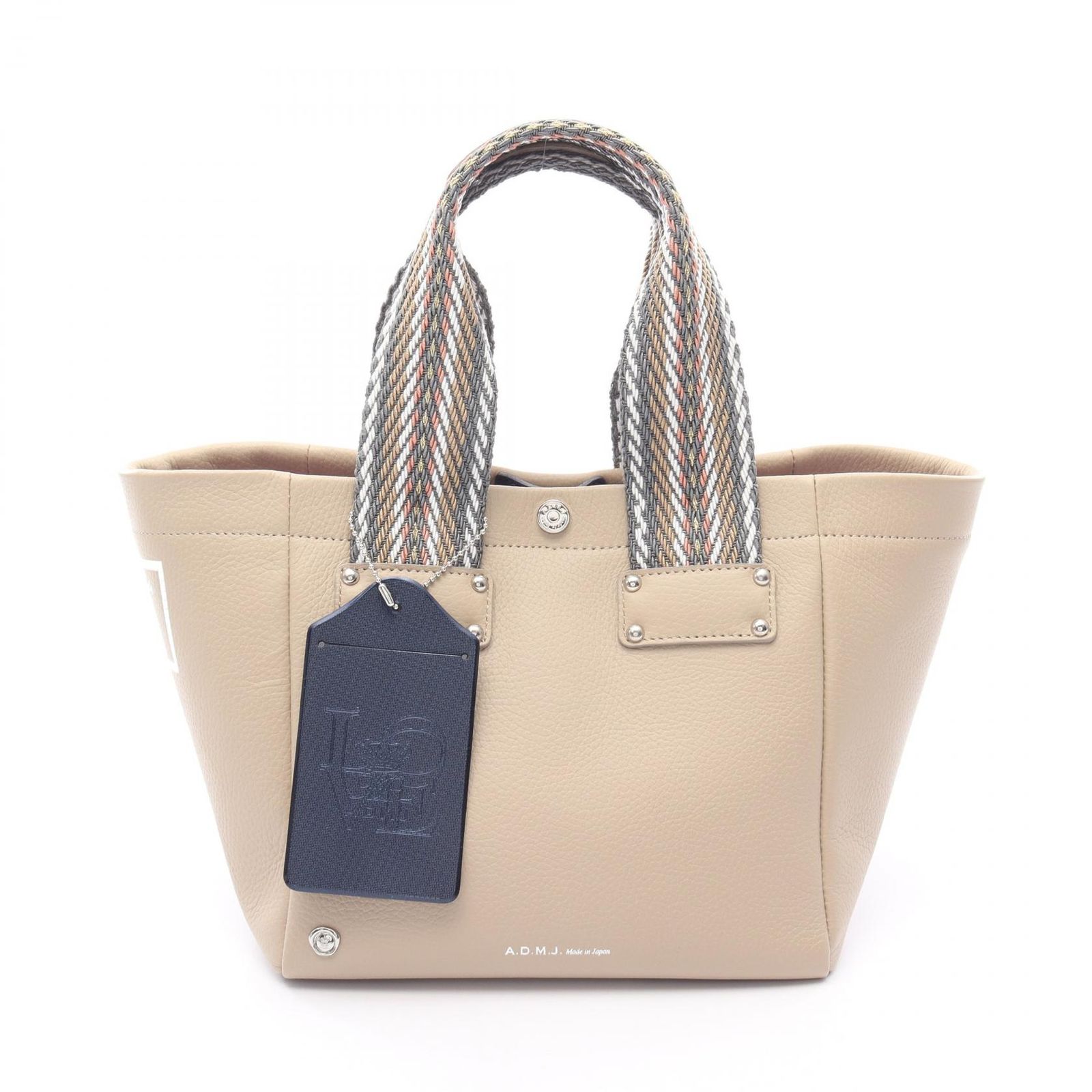 A.D.M.Jエーディーエムジェイ トートバッグLOVE刺繍 ブラウン ADMJ