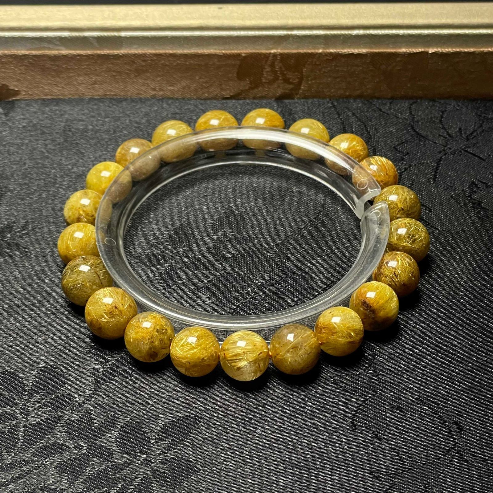 EU製 ! 満針ルチルクォーツ ブレスレット パワーストーン 天然石 金運 お守り プレゼント 8.8-9.6mm ZB9460