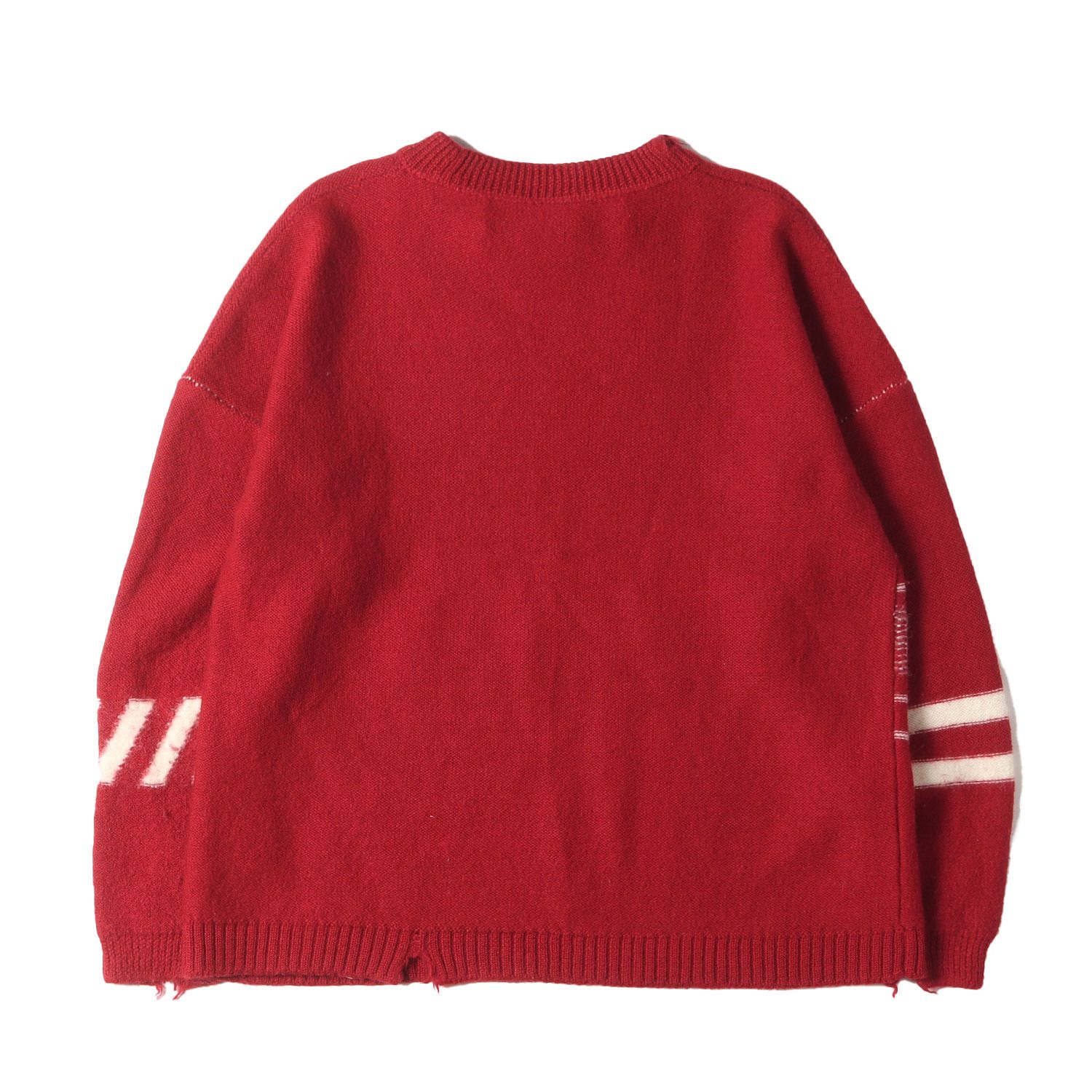 OFF-WHITE オフホワイト ニット サイズ:M ダメージ加工 オーバーサイズ 