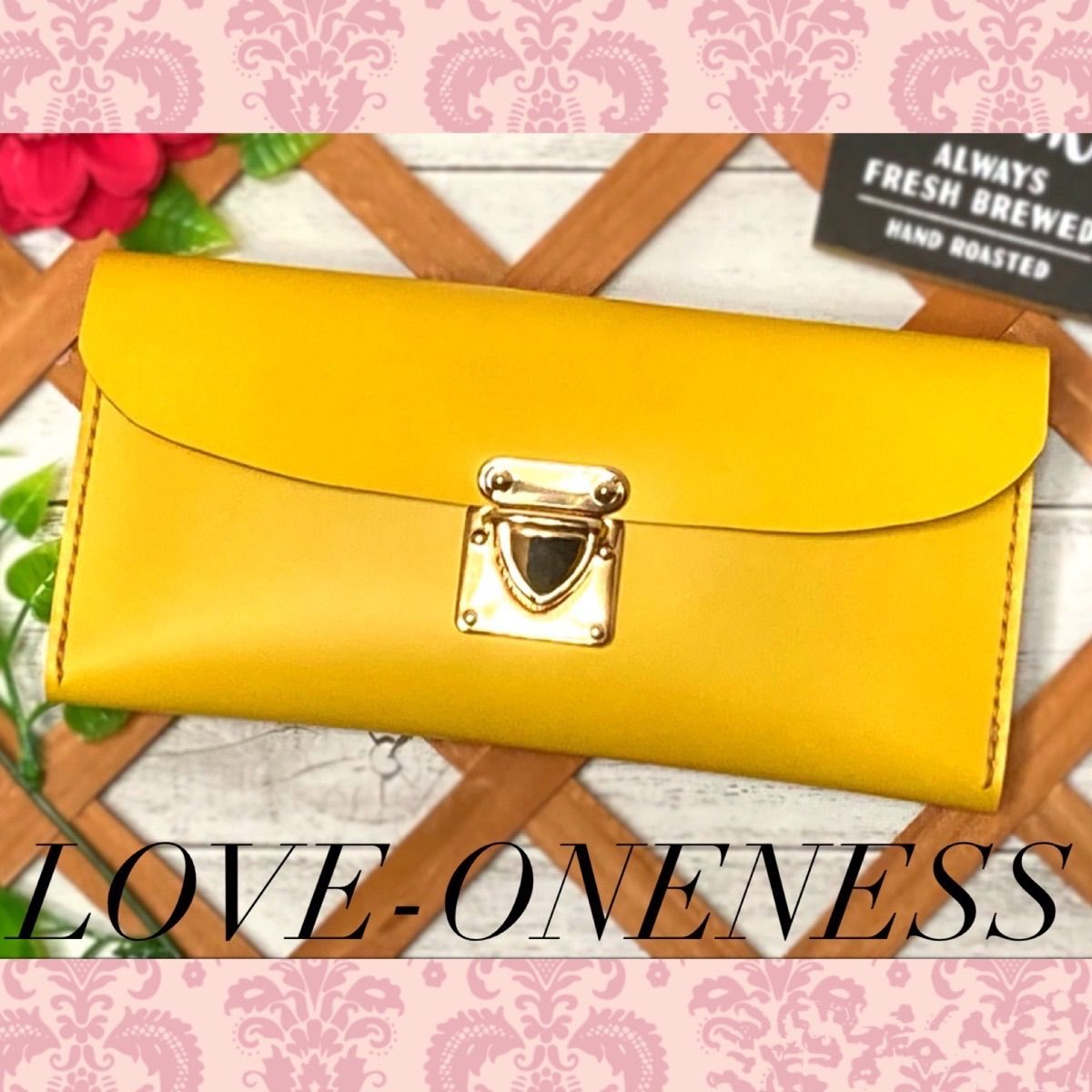 ❤️【幸福の黄色いお財布♪】高級感×シンプルデザイン大人お洒落総本革長財布イエロー ファッション小物 ❤️【幸福の黄色いお財布♪】高級感×シンプル