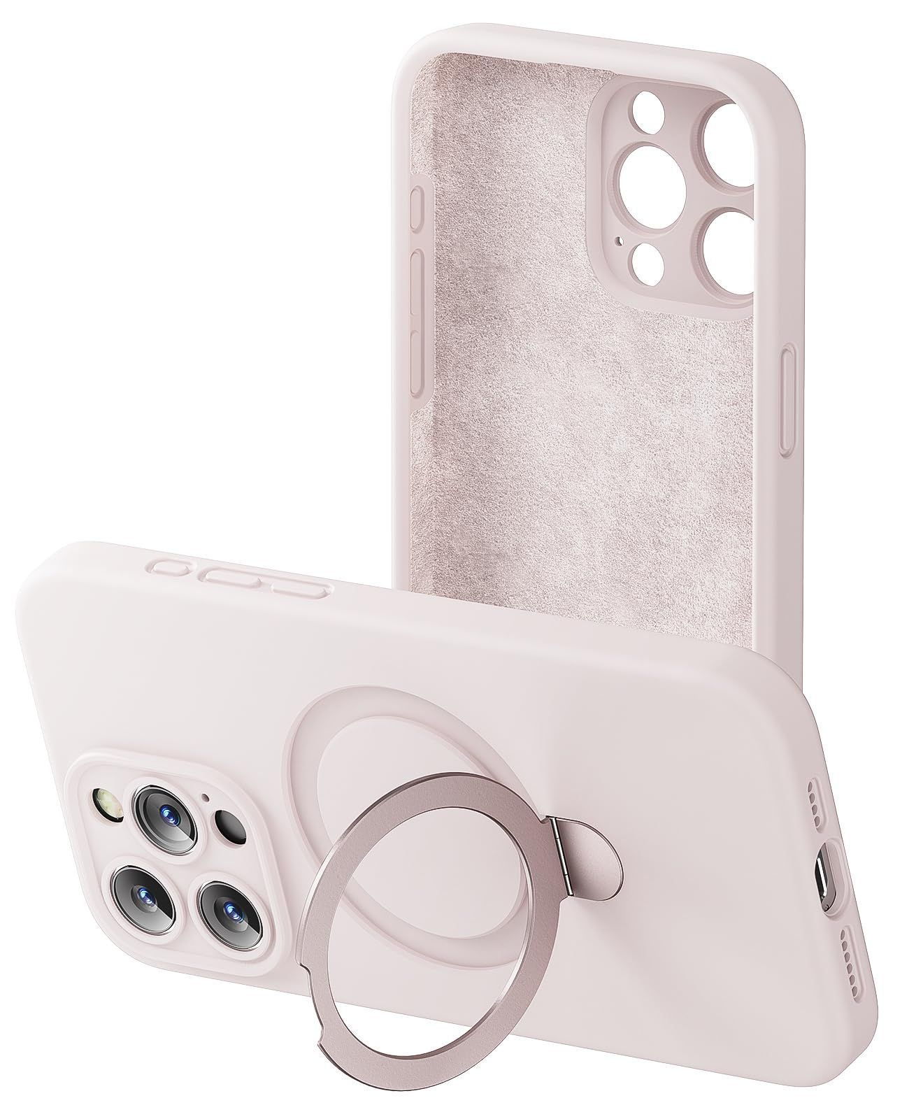 【数量限定】液体シリコンケース マグネットスタンド付き bitusado iPhone 15 Pro Max用 [MagSafe対応][キックスタンド内蔵] 携帯電話保護カバー 6.7インチ (ピンク)