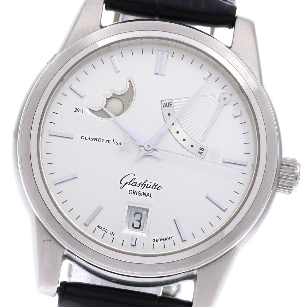 グラスヒュッテ・オリジナル GLASHUTTE ORIGINAL 1-39-44-04-12-04 セネタ ムーンフェイズ パワーリザーブ 自動巻き メンズ良品_842526