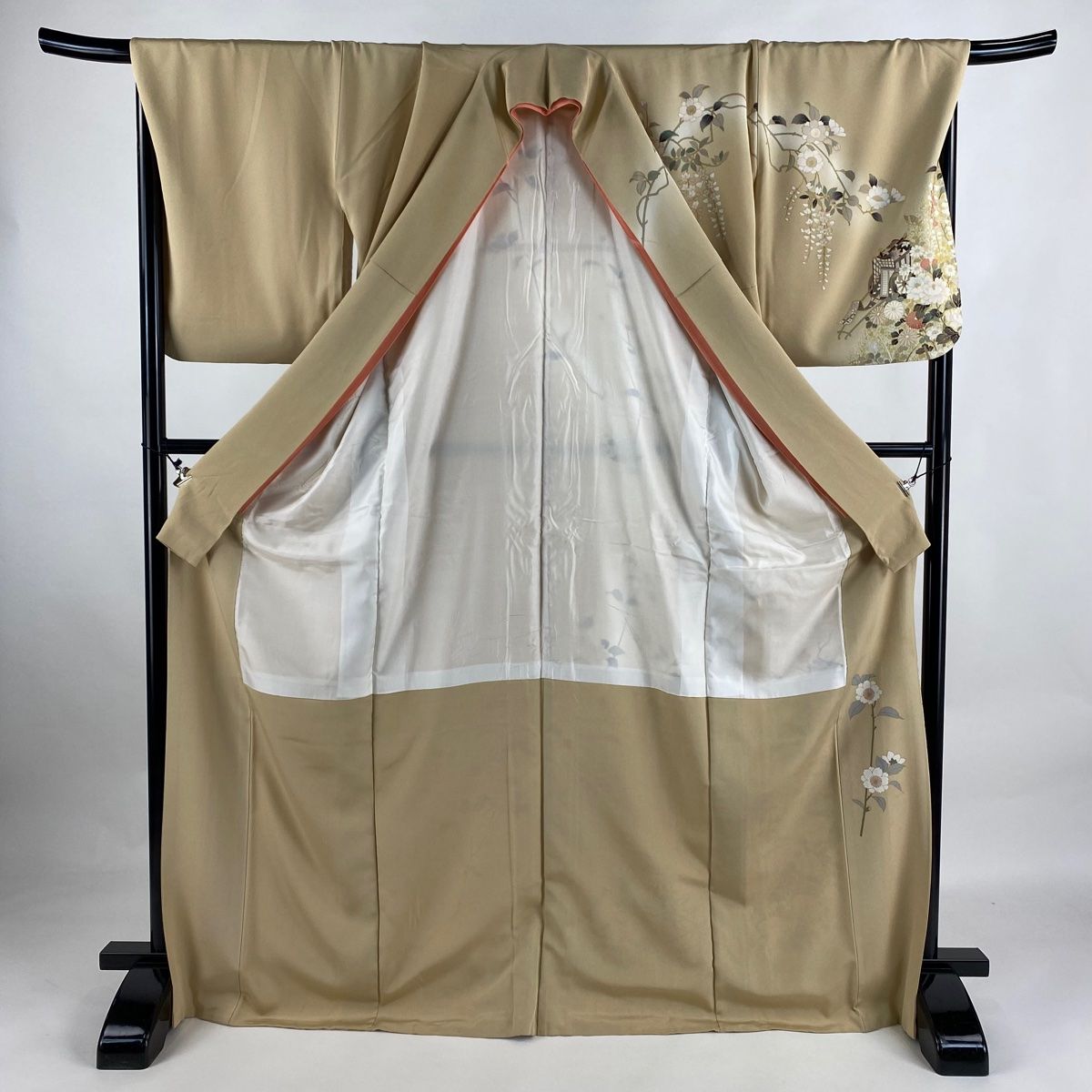 訪問着 身丈171.5cm 裄丈68.5cm L 袷 ますいわ屋 御所車 草花 金糸  