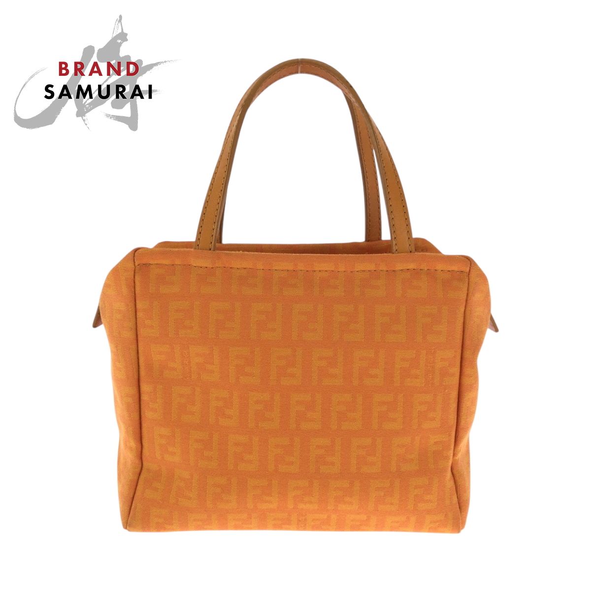 美品 FENDI フェンディ ズッキーノ オレンジ シルバー金具 キャンバス 