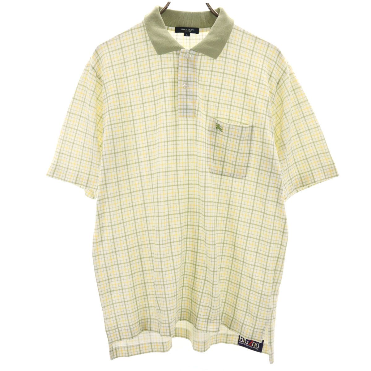 バーバリー　Burberry ポロシャツ　Burberryチェック　L BURBERRY バーバリー 日本製 チェック柄 半袖 ポロシャツ L