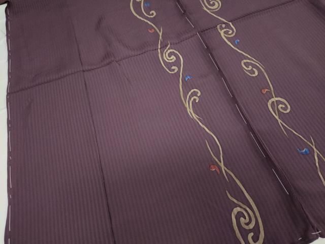 平和屋着物○訪問着 作家物 変わり間道 勾玉 似せ紫色 仮絵羽 正絹