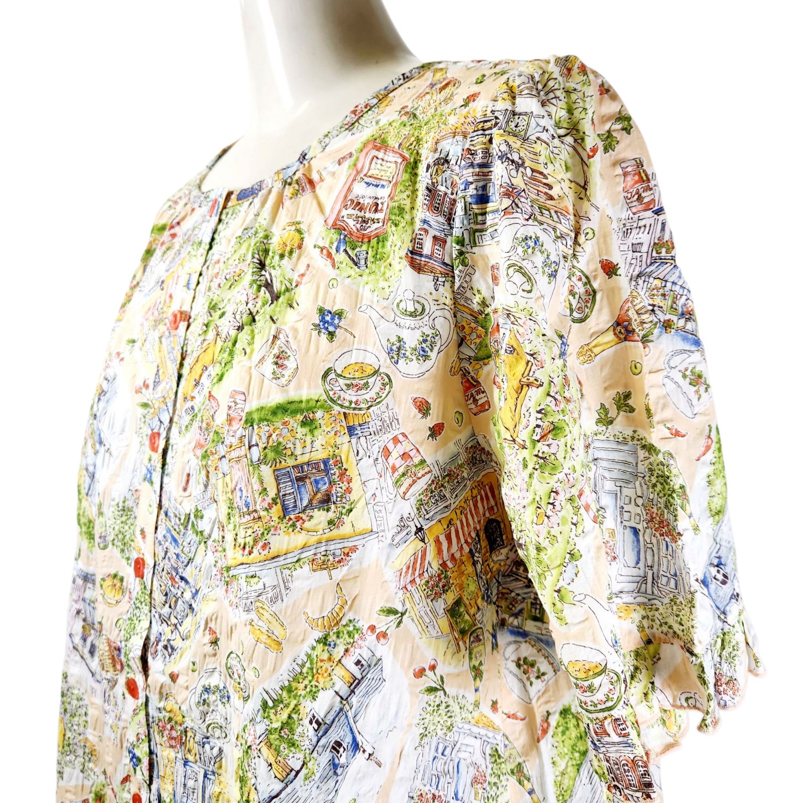 春物入荷！！ 鴨居羊子 TUNIC 5分袖全開 パジャマ 80ローン