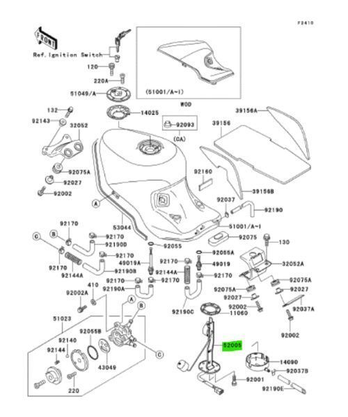 カワサキ ZZ R1100 フューエルゲージ Gauge Fuel 52005-1114 KAWASAKI 純正 Genuine JDM メーカー純正品