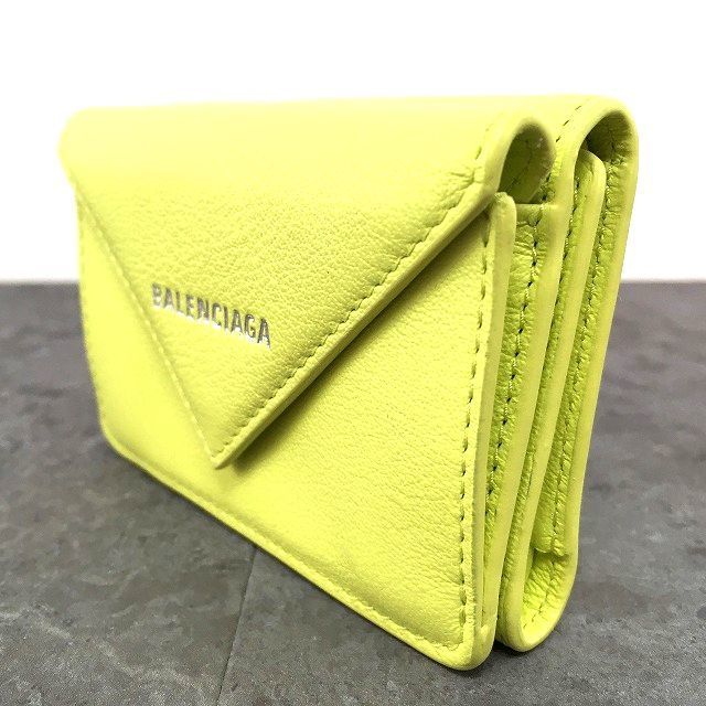 【極美品】 バレンシアガ ペーパーミニウォレット 折り財布 財布 花 イエロー 極美品】 バレンシアガ ペーパーミニウォレット 折り財布 財布