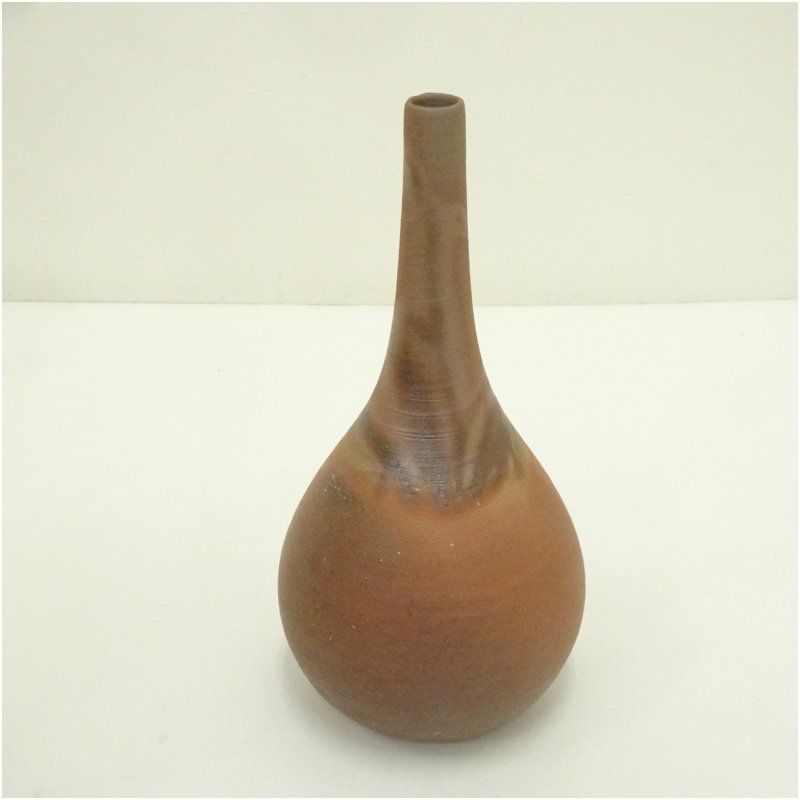 備前焼 伊勢崎満造 火襷細口花入（共箱） 花入れ 茶道 茶道具