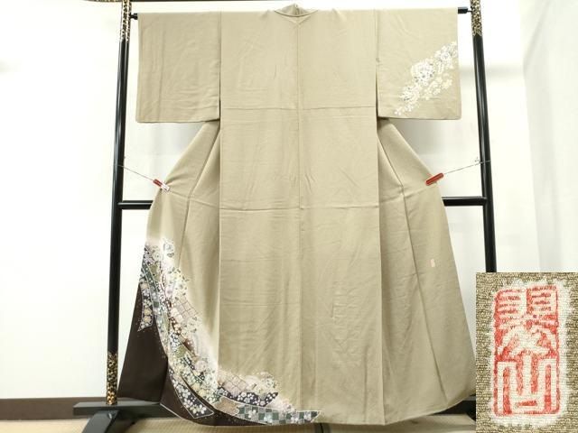 平和屋着物●越後十日町の一流染匠　桐屋・翠山工房　訪問着　手描き　辻が花　金彩　正絹　逸品　CAAS7126yc 平和屋着物○越後十日町の一流染匠 桐屋・翠山工房 訪問着 手描き