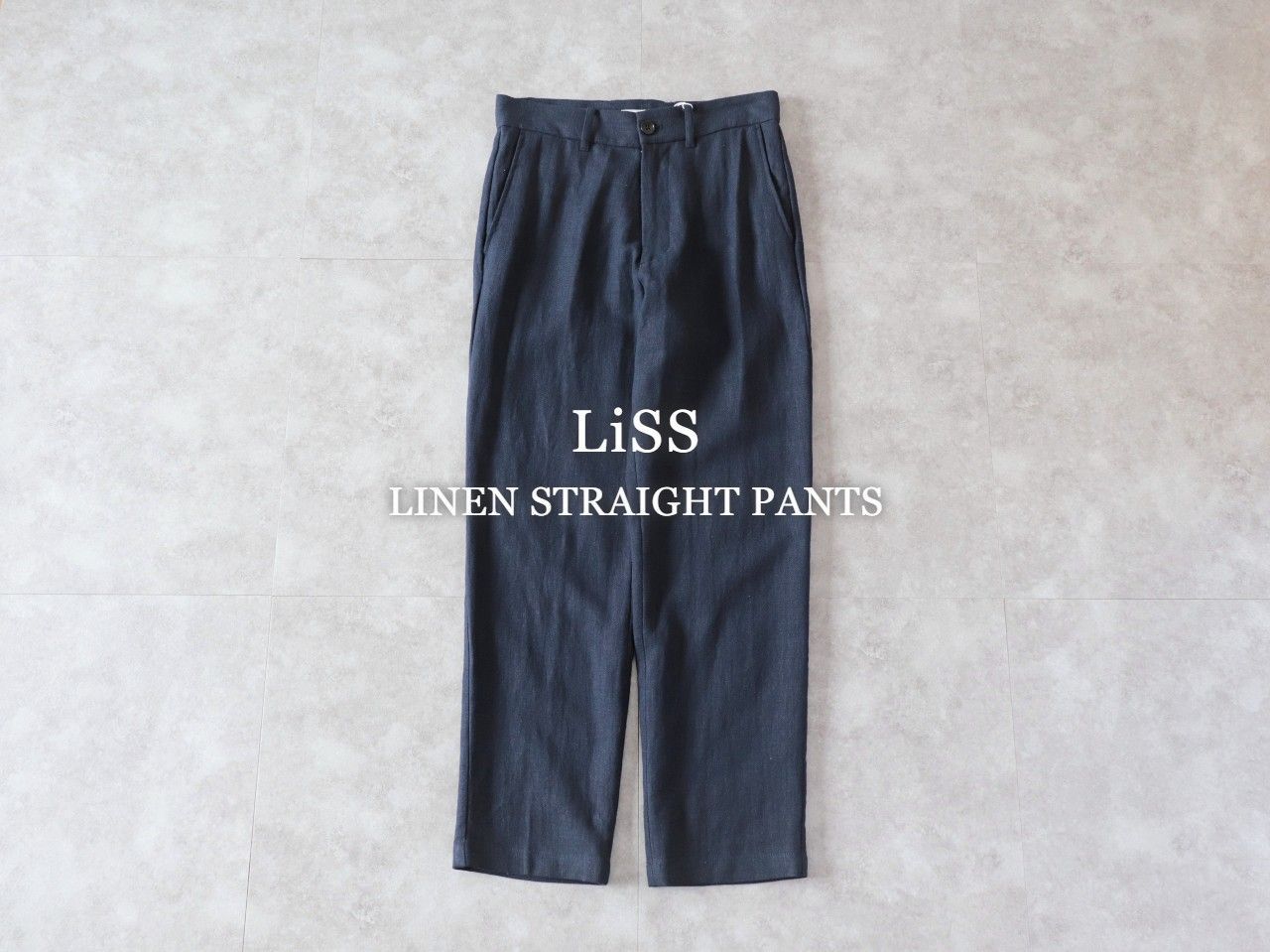 最安値 LiSS / LINEN STRAIGHT PANTS - navy 8316円 パンツ