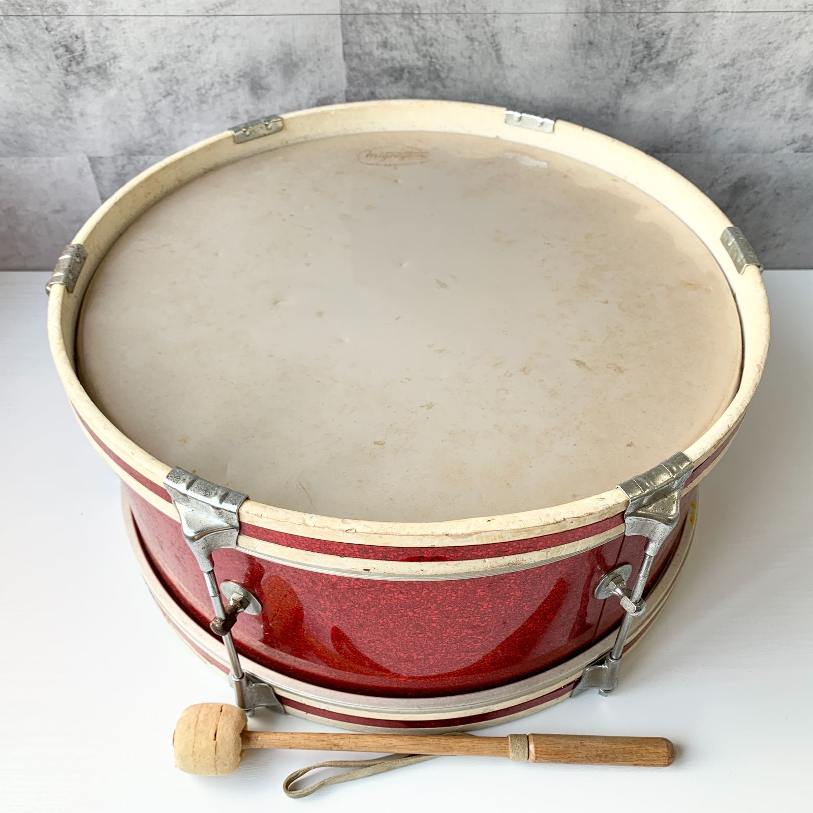 加茂市のまだまだ使えるもの】Nikkan Drums バスドラム 直径40cm 赤 