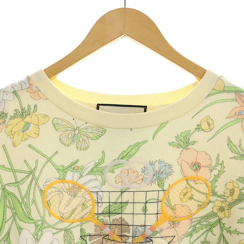 専用　GUCCI 刺繍トレーナー イエロー グッチ GUCCI フラワープリント ロゴ刺繍 プルオーバー