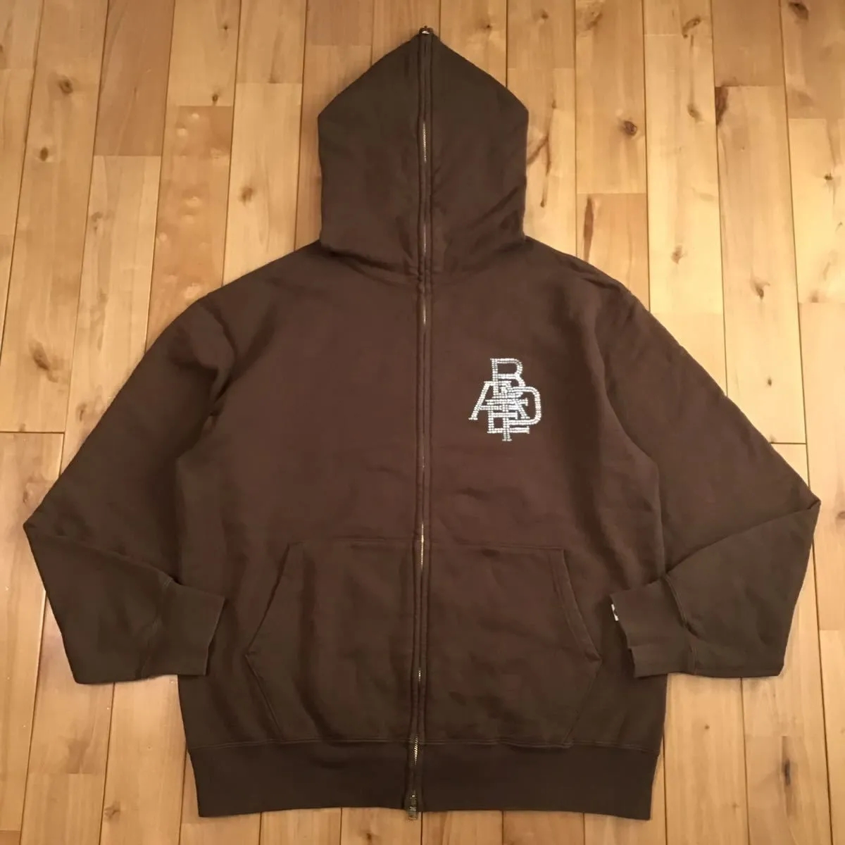 スワロフスキー フルジップ パーカー Lサイズ ブラウン a bathing ape