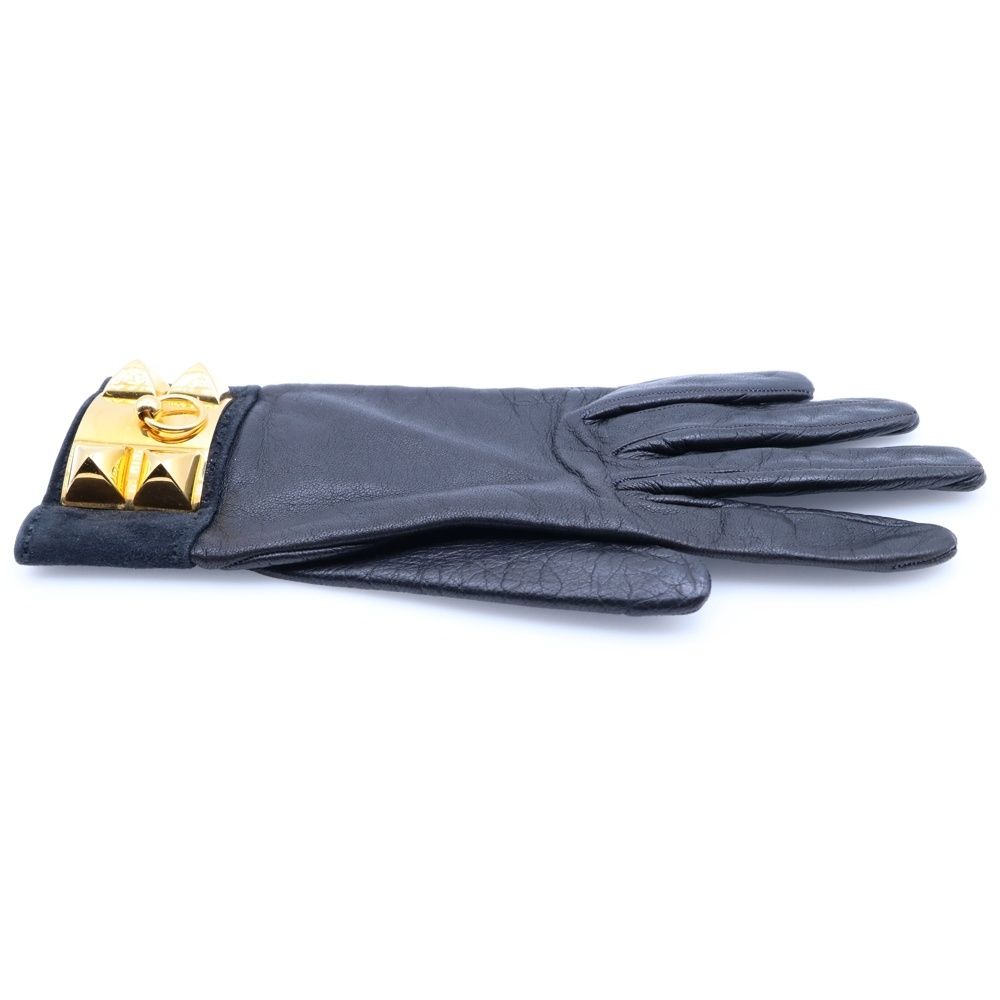 HERMES (エルメス) コリエドシアン 手袋 レザーグローブ ブラック  