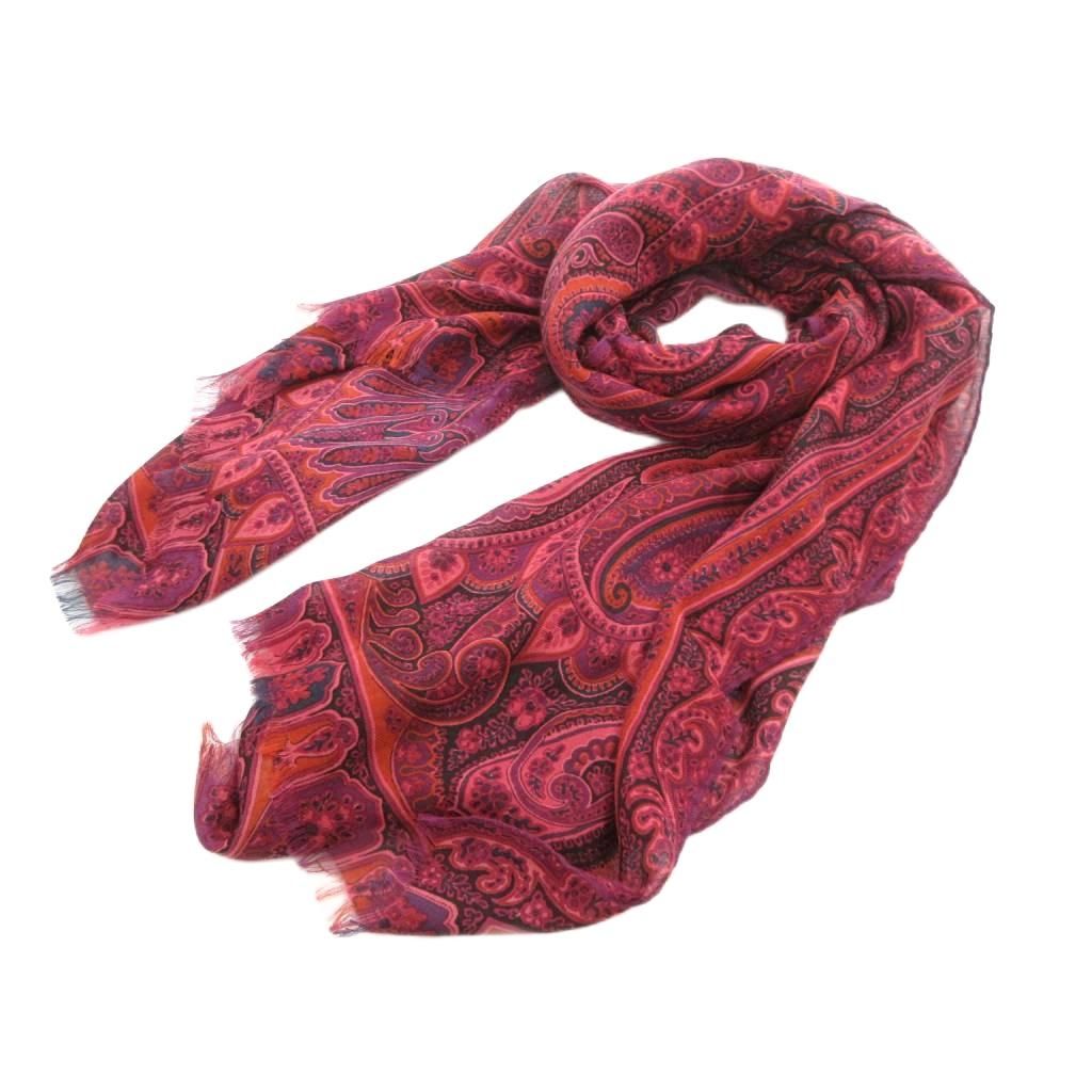 ETRO エトロ ストール ペイズリー レッド パープル イエロー no.43 