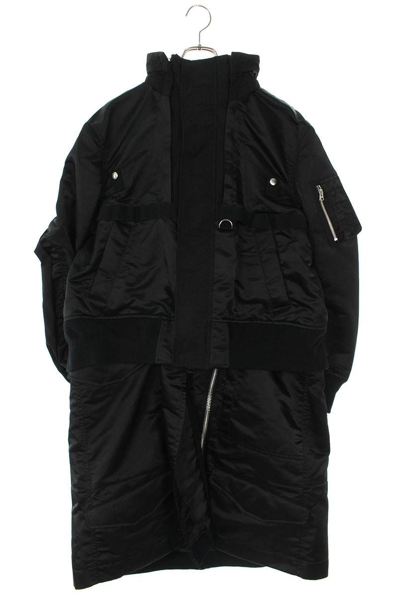 Sacai Nylon TWILL Mix Coatドッキングナイロンコート黒フード出し入れ可能