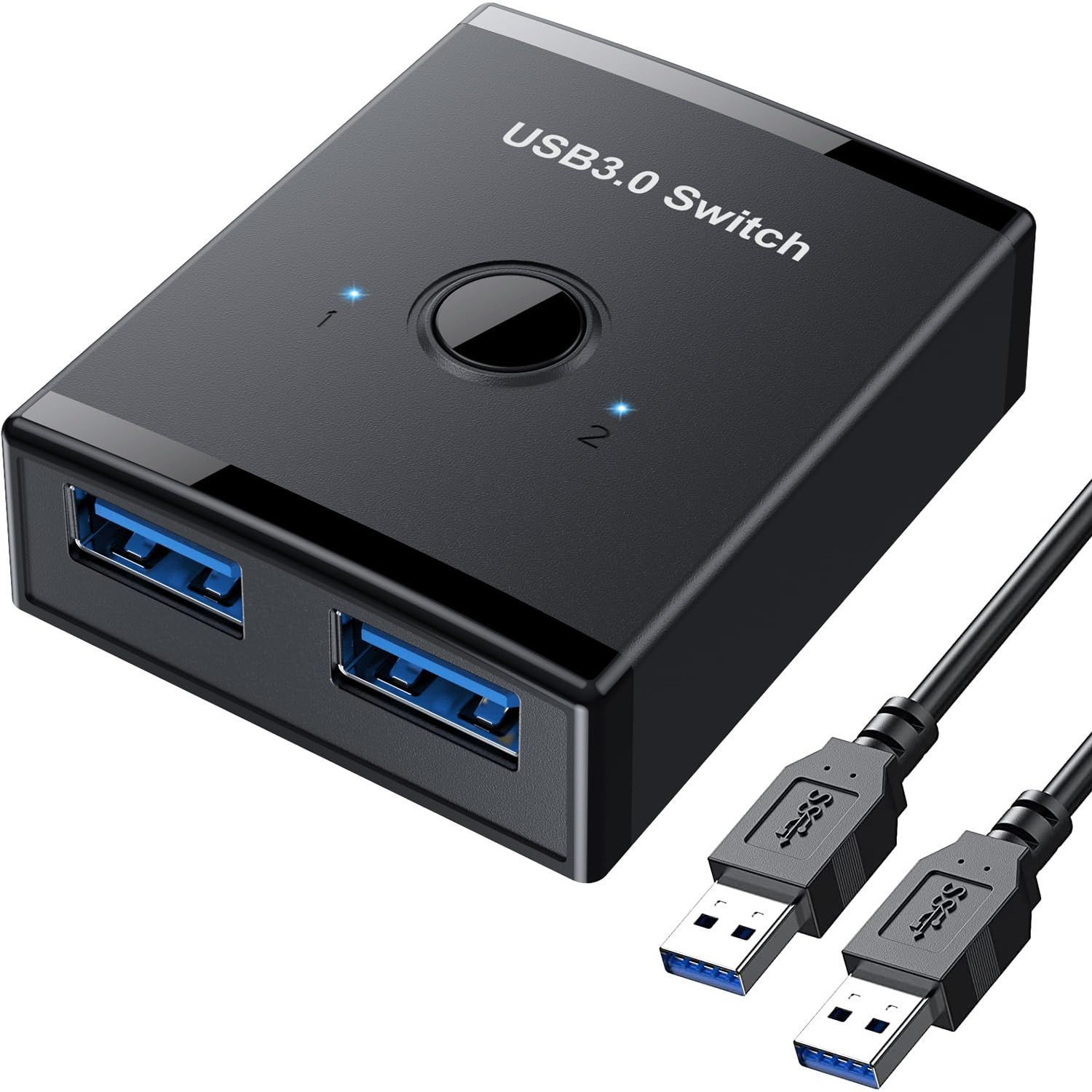 【新着商品】pc2台用 usb3.0 マウス キーボード 切り替え機 切り替え器 usb セレクター usb切替器 プリンタ 手動切替機 【パソコン2台:USB機器4台】USBケーブル×２（1.5m）付